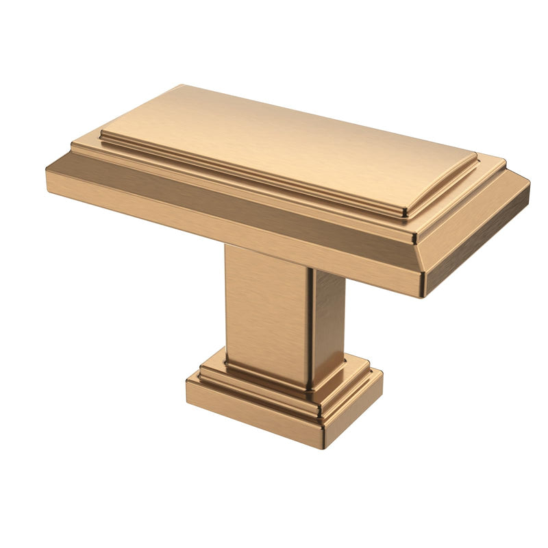 Alzassbg 10 Pack Champagne Bronze Cabinet Knobs, 1.3 Inch(32mm) Kitchen Cabinet Hardware Rectangle Knob for Cupboard and Drawer AL6072TGP