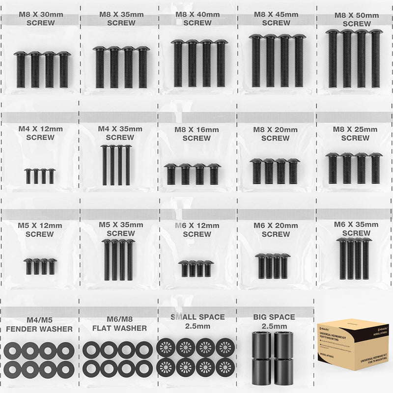 [Australia - AusPower] - Universal TV Installation Hardware Kit Includes M4 M5 M6 M8 TV Sets Screws and Spacers for Most TVs Up to 80" HTA001 Screw PACKAGE 