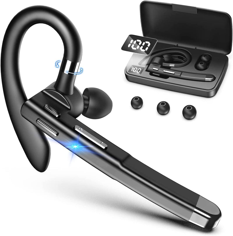 [Australia - AusPower] - XVV Bluetooth Headset for Cellphone Wireless Bluetooth Earpiece with Charging Case Hands-Free Single Ear Headset with Mic for iOS Android Cell Phone, V5.2 Bluetooth Headphone for Business, Trucker 76blank 