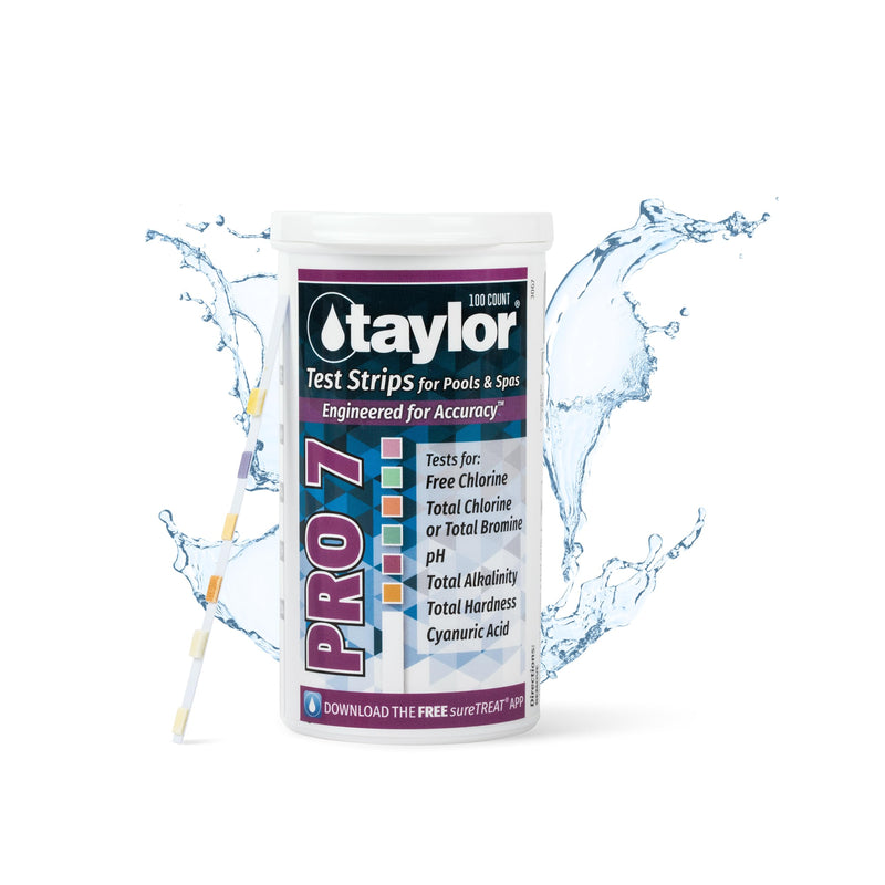 [Australia - AusPower] - Taylor Technologies S-1452, 5-in-1 Pool and Spa Test Strips for Free Chlorine, Total Bromine/Chlorine, pH, & Total Alkalinity, 100 Water Test Strips | Made in the USA 