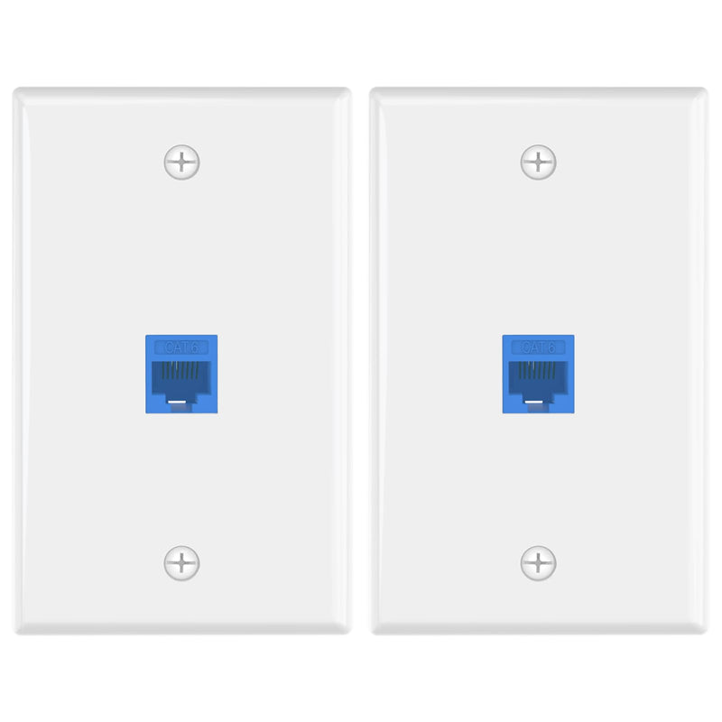 [Australia - AusPower] - VCE Ethernet Wall Plate (UL Listed), 1-Port Keystone Jack Wall Plate with RJ45 Keystone Inline Coupler insert, Female to Female Cat6 Keystone Wall Jack, Blue (2 Pack) 