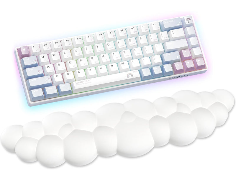 [Australia - AusPower] - Labeol Cloud Keyboard Wrist Rest, 16.5" Extended Wrist Rest Ergonomic Memory Foam with Non-Slip Base for Typing Pain Relief, Office, Gaming, Computer, Laptop, Desk (White) White 