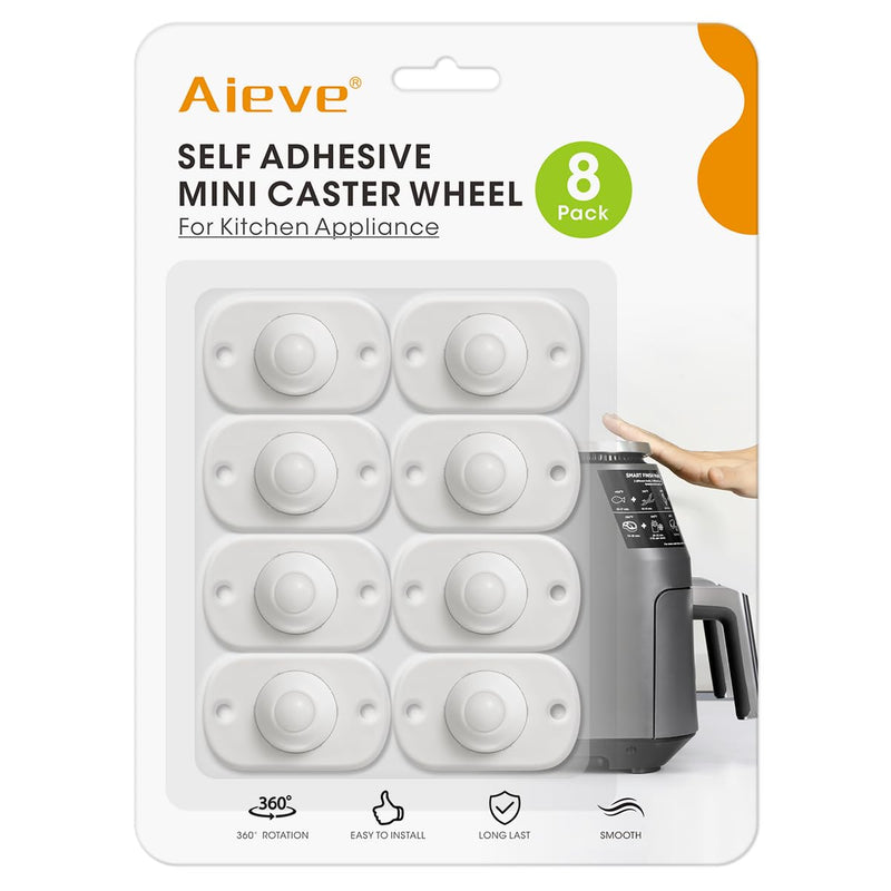 [Australia - AusPower] - Aieve Appliance Wheels for Kitchen Appliances, 8 Pack Appliance Slider, Self Adhesive Mini Caster Wheels, Swivel Wheels for Countertop 