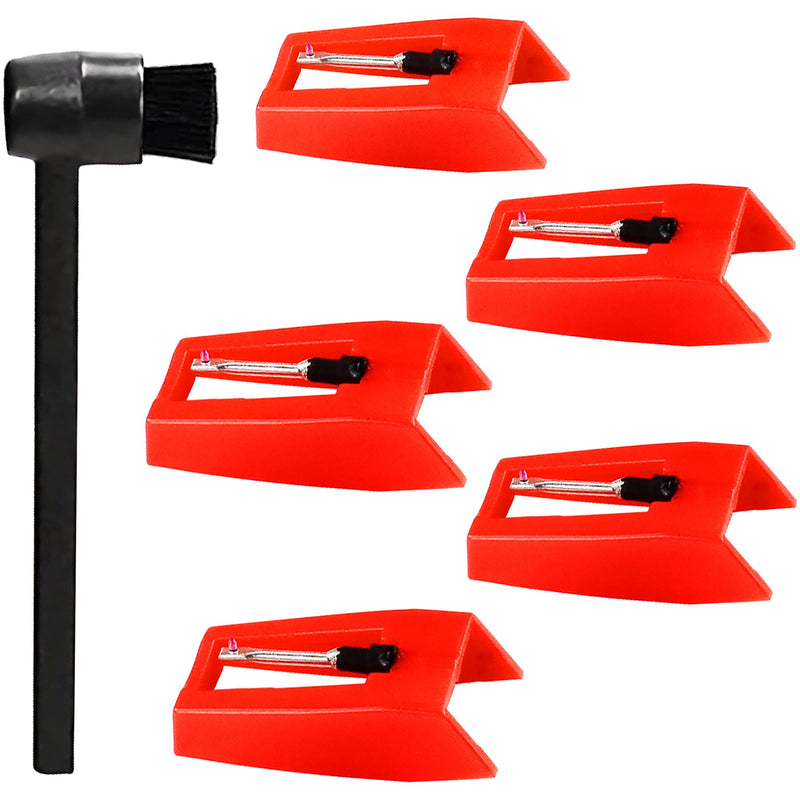 [Australia - AusPower] - 5 Pack Vinyl Record Player Needles Replacement for Crosley Victrola ION Jenson Boytone York-Yorx, Turntable Record Needles with Stylus Cleaner Brush Kit for Phonograph 5pcs Needles+1pcs Brush 