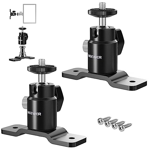 NEEWER 2 Pack T Type Wall Ceiling Mount, Ring Light Wall Mount Bracket with Detachable Ball Head, 5/8" Stud, 1/4" Screw for Flash Strobe Camera Monitor Studio Lighting, Max Load: 4.4lb/2kg, TS008 10102508