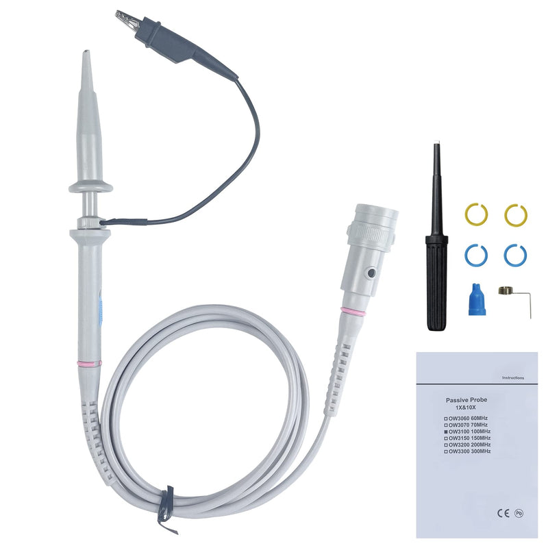 [Australia - AusPower] - OWON 100MHz Oscilloscope Probe Kit, BNC Oscilloscope Clip Probe Attenuation Can be Adjusted by 1x or 10x Slide Switch for Series Oscilloscope Probe/100Mhz 