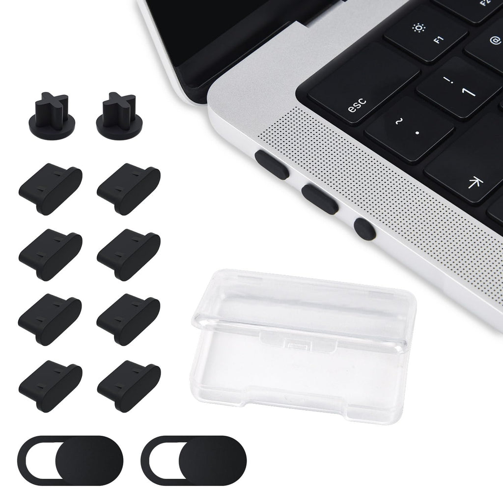 [Australia - AusPower] - 10PCS Dust Cover Port Plugs for MacBook Air 13" M2 M1 /MacBook Air 15.3" /MacBook Pro 13" M2 M1 /MacBook Pro 14" 16" M3 M2 M1, Dust Plug for USB C Thunderbolt,3.5mm Headphone & 2PCS Webcam Cover Slide 