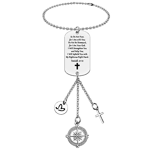 Christian Gifts Hanging Ornament Bible Verse Gift Car Rear View Mirror Hanging Accessories for Women Men Inspirational Religious Gifts Christmas Birthday Baptism Communion Gift