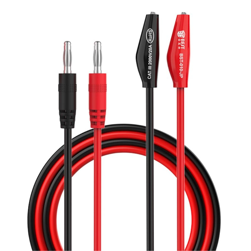 [Australia - AusPower] - CAT III 18AWG Test Leads with Insulated Alligator Clips, 4mm Banana Plug to Alligator Clips Electrical Test Leads 2000V 20A for Multimeter Electrical Testing Length 41 inch 