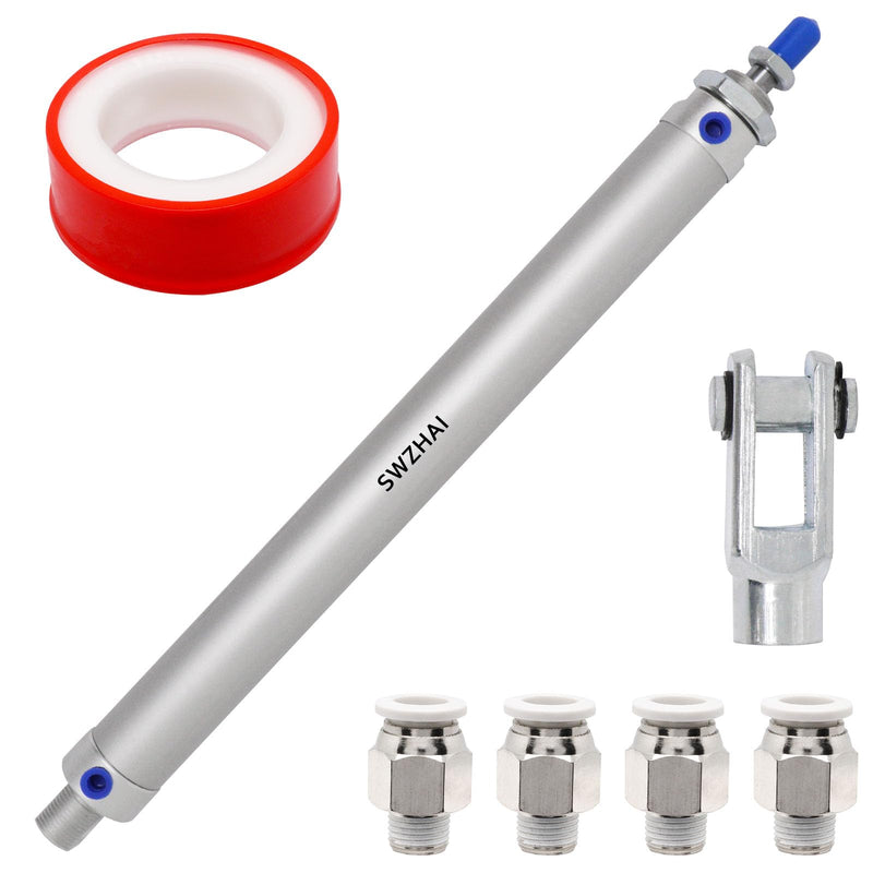 [Australia - AusPower] - Pneumatic Cylinder 25mm Bore 250mm Stroke, Mini Pneumatic Air Cylinders Double Action Single Rod Air Cylinder with Y Connector & 4 Pcs Pneumatic Quick Fitting (MAL25x250) 