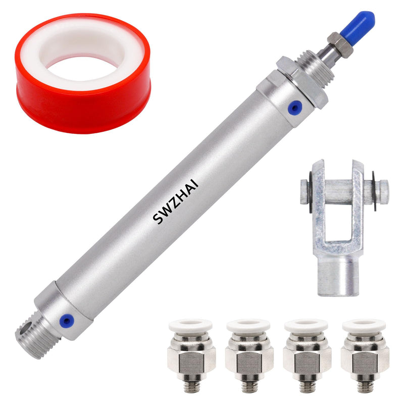 [Australia - AusPower] - Air Cylinder 16mm Bore 75mm Stroke, Mini Air Pneumatic Cylinder Double Action Single Rod Pneumatic Air Cylinders with Y Connector & 4 Pcs Pneumatic Quick Fitting (MAL16x75) 