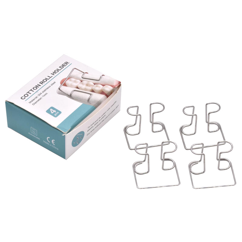 [Australia - AusPower] - 4 pcs Cotton Roll Holder,Autoclavable Stainless Steel Cotton Roll Clip,for Dental Lab or Dentist Clinic 