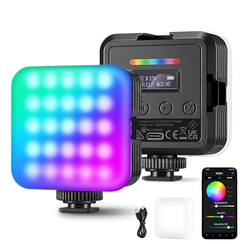 NEEWER RGB62 Magnetic RGB Video Light with Upgraded App Control RGB62 (1-Pack) w/o Desk Tripod