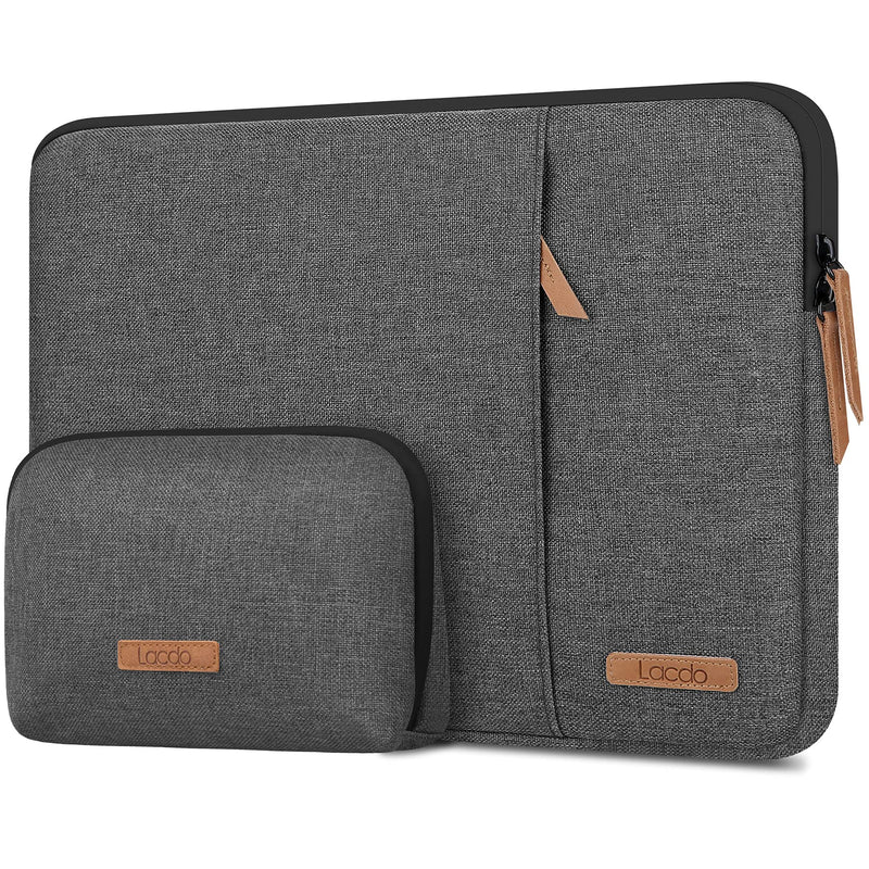 [Australia - AusPower] - Lacdo 360° Protective Laptop Sleeve Case for 15 inch New MacBook Air M2 2023 A2941, 15 inch MacBook Pro A1990 A1707, Dell XPS 15 Plus Computer Bag with Accessory Pouch, Water-Resistant, Dark Gray New MacBook Air 15 Inch 