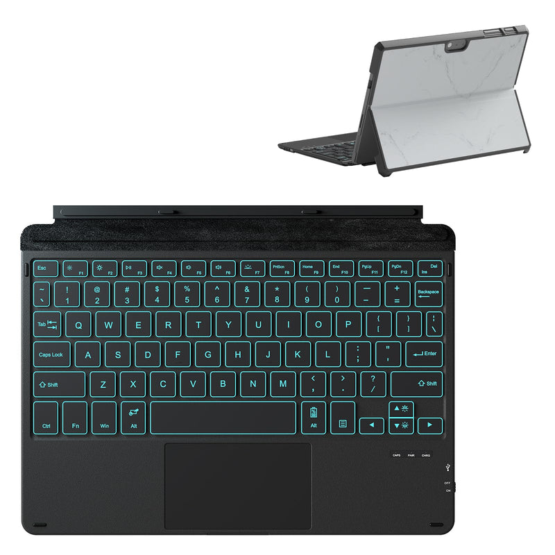 [Australia - AusPower] - Keyboard Case for Surface Go 3 / Surface Go 2 / Surface Go, 7 Color Backlight Magnetic Detachable Bluetooth Keyboard with Trackpad, Rechargeable Keyboard for Surface Go - Black Black Surface Go 3/2/1 Keyboard Case - Backlit 
