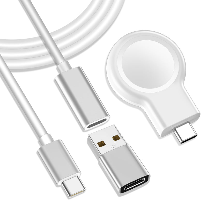[Australia - AusPower] - 𝟮𝟬𝟮𝟯 𝐔𝐩𝐠𝐫𝐚𝐝𝐞𝐝 3-in-1 for Apple Watch Charger Magnetic Fast Charging Cable [Portable] Magnetic Wireless Charging Compatible with iWatch Series Ultra/8/7/6/SE/SE2/5/4/3/2/1-[3.3FT] White 