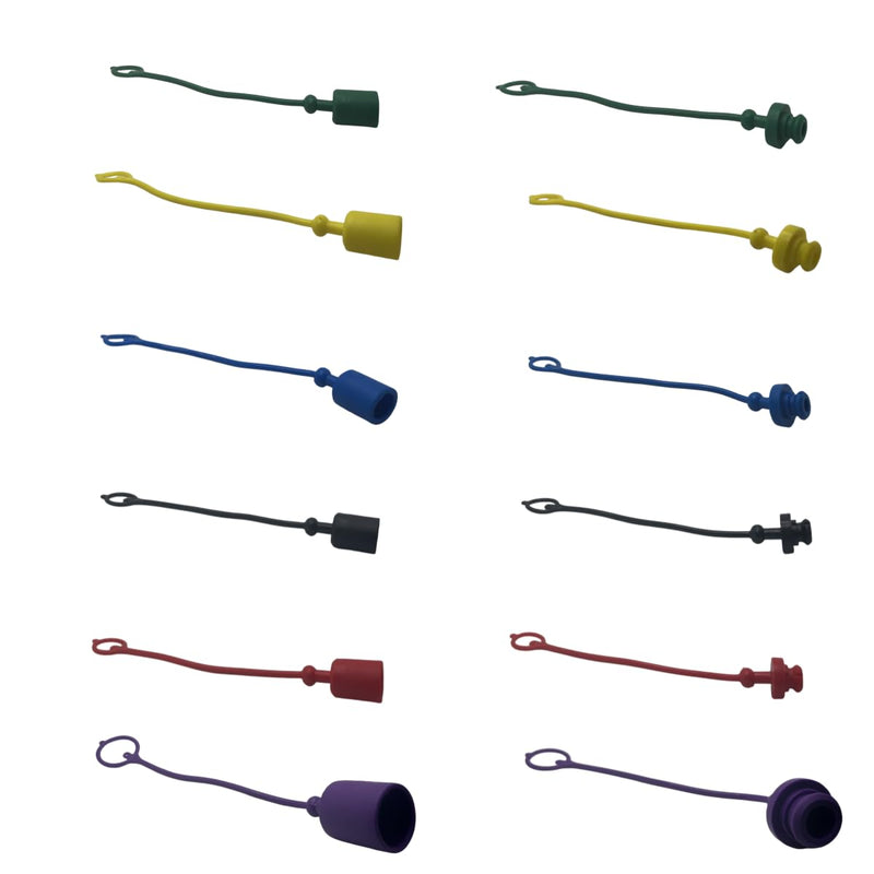 [Australia - AusPower] - 6 Sets 3/4?Agricultural ISO 7241-B Hydraulic Coupler Male Dust Cap And Female Plug Cover Set(Red,Blue,Black,Yellow,Green,Purpel) 6Sets-ISO7241-B 3/4- 6 Colours 