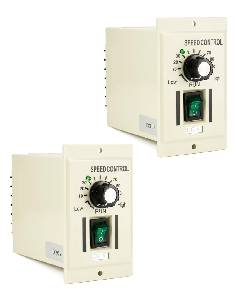 QWORK AC 110V 400W Knob Motor Speed Controller, 2 Pack DC 0-90V Variable Adjustable Speed Regulator for 90V DC Motors 2 pcs