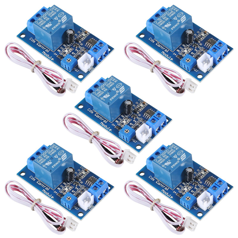 [Australia - AusPower] - 5pcs XH-M131 Photoresistor Relay Module, DC 12V 10A Light Control Switch Photoresistor Relay Module Detection Sensor Brightness Automatic Control Module with Cable 