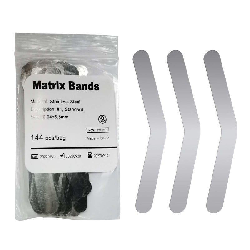 [Australia - AusPower] - Dental Matrix Bands Tofflemire Matrix Retainer Stainless Steel Large Curvature Sectional Contoured Matrices Band Dentistry Tool (144pcs #1) 144pcs #1 