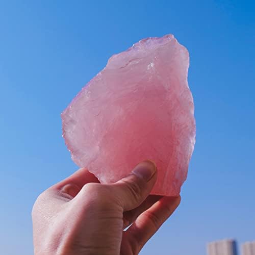 Apengshi 1pcs Rose Quartz Raw Crystal 0.66-0.77lb Natural Crystal Healing Stones Rough Crystal Gemstones for Tumbling, Polishing, Home Decoration, Fish Tank Decoration DIY, Wicca Therapy 0.66-0.77 Pound