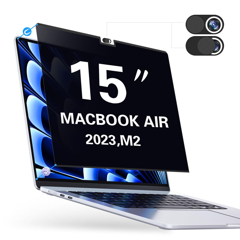 [Australia - AusPower] - PYS Magnetic Privacy Screen for MacBook Air 15.3 Inch (2023-2024, M2 M3 Chip) - Removable Anti-Glare Protector with Camera Cover Slide and Anti-Blue Light Filter MacBook Air 15 Inch (2024-2023,M2/M3) 