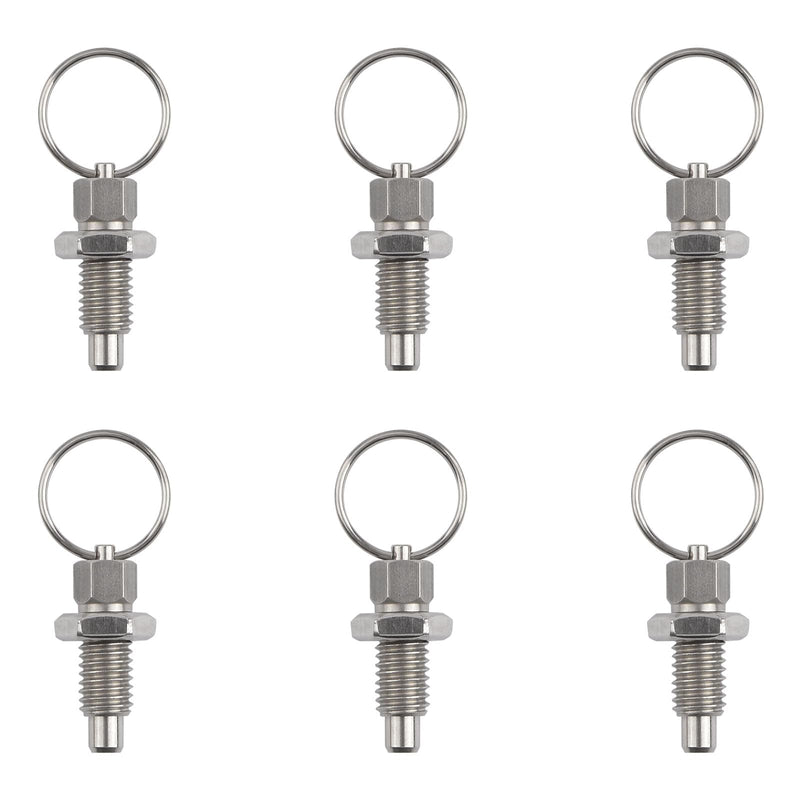 [Australia - AusPower] - 6Pcs Spring Plunger with Pull Ring, M8 Quick Release Pin w/Drop Cam & Spring, Stainless Steel Non-Locking Type Stubby Hand-Retractable Spring Plunger Index Plunger 