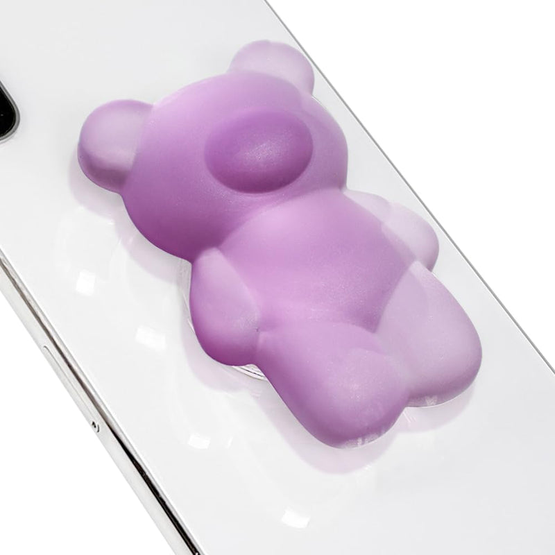 [Australia - AusPower] - GRIPONG Cute 3D Gummy Bear Expandable Collapsible Mobile Phone Grip Stand Holder for Smartphone Tablet Cell Phone Accessory (Bear Matte Purple) Bear Matte Purple 