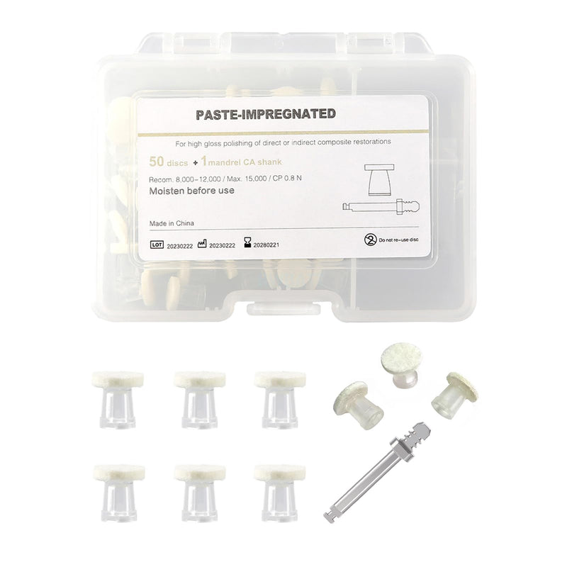 [Australia - AusPower] - Dental Polishing Paste-Impregnated Disc, Dental Polisher Polishing Wheel Felt Finishing Disc with Mandrel for Tooth Polish Dentistry Tool 