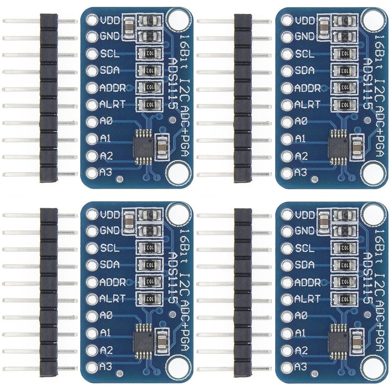 [Australia - AusPower] - 4Pcs ADS1115 16 Bit 16 Byte 4 Channel I2C IIC Analog-to-Digital ADC PGA Converter for Arduino Raspberry Pi DIY and Other Experiments 