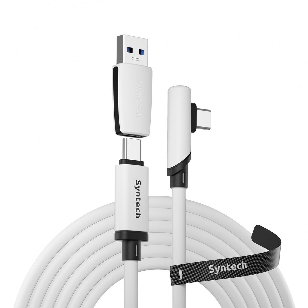 [Australia - AusPower] - Syntech Link Cable Compatible with Meta/Oculus Quest 3/Quest 2 Accessories and PC/Steam VR, 16FT Upgraded Type C Cable with USB 3.0 Adapter, High Speed Data Transfer Cord for VR Headset White 5m 