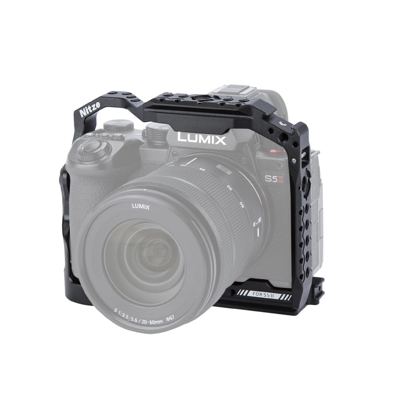 [Australia - AusPower] - Nitze S5 II Cage for Panasonic LUMIX S5 II Camera, Built-in Top and Side NATO Rails, Cold Shoe and Arca Swiss Quick Release Plate - T-P05A 