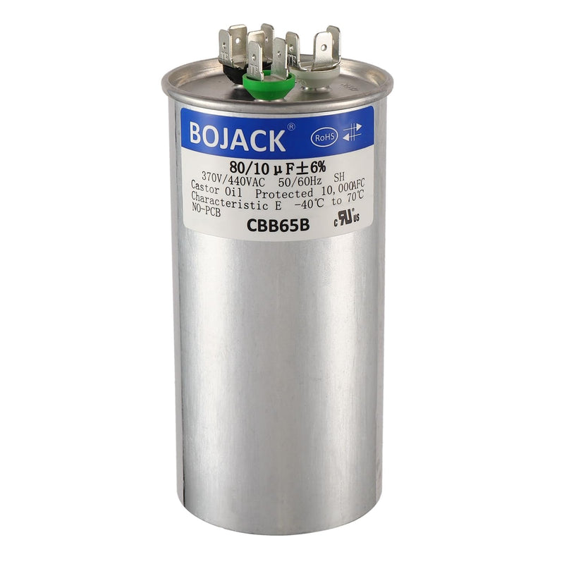 [Australia - AusPower] - BOJACK 80+10 uF 80/10 MFD ±6% 370V/440VAC CBB65B Dual Run Circular Start Capacitor for AC Motor Run or Fan Start or Condenser Straight 