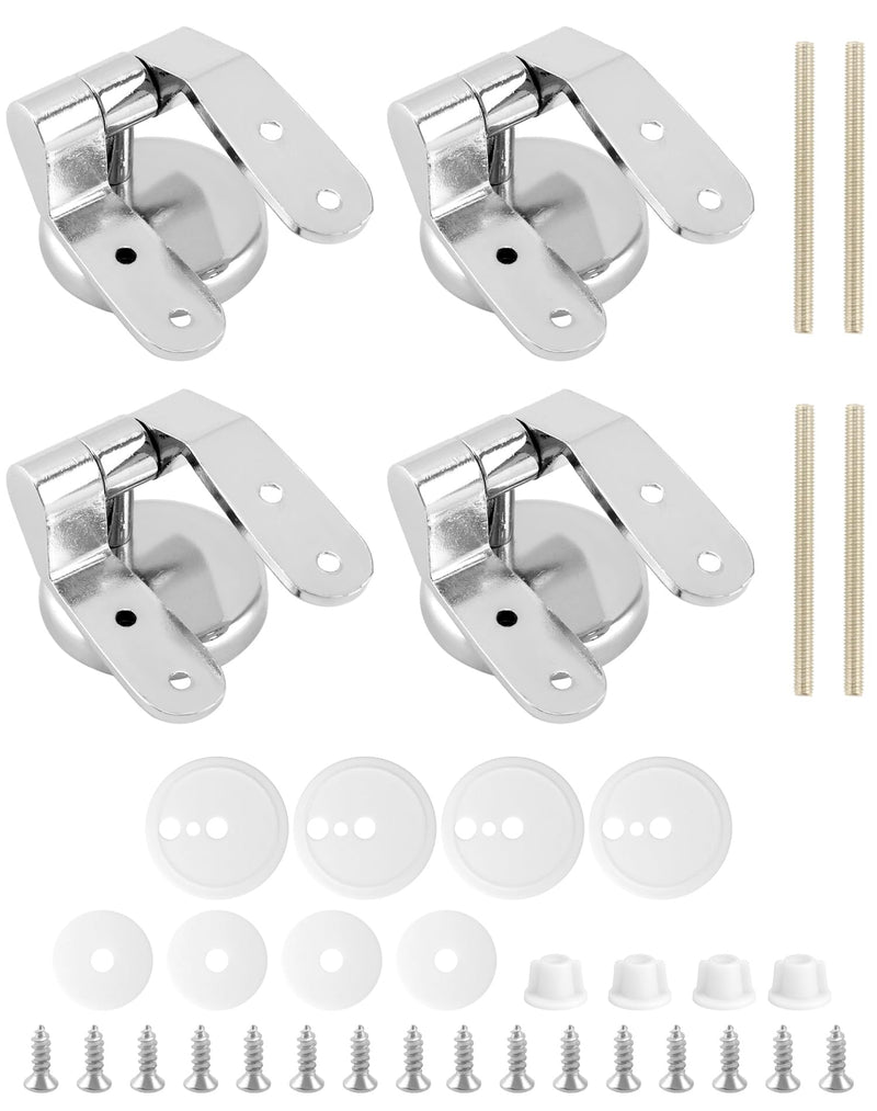 QWORK Toilet Seat Hinge Replacement Kit – Fits 110–150 mm Two-Hole Mounts for Wooden, Plastic & Resin Lids 2 Sets