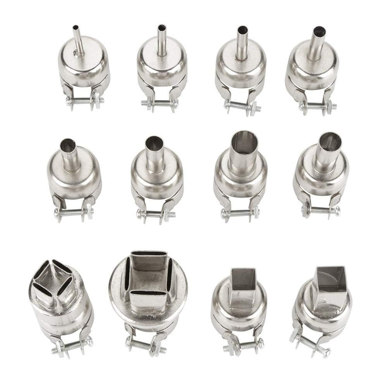 LiebeWH Hot Air Nozzle Set, 12 Pieces, Various Shapes, Steel, for 850 | Replacement of old attachments, various sizes, protects against heat, improves soldering results, for soldering workshops