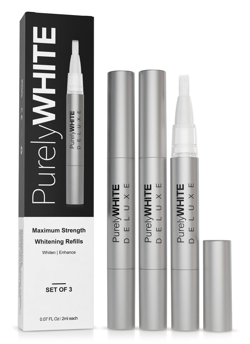 [Australia - AusPower] - PurelyWHITE DELUXE 3 Pack Teeth Whitening Gel Pen Refills, No Sensitive Teeth Whitener, Great for Sensitive Tooth Whitening, Carbamide Peroxide Teeth Whitening Gel, Whiter Teeth in 7 Minutes 