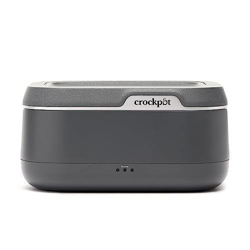 Crock-Pot 28-Ounce Mini Electric Heated Lunch Box, Portable Food Warmer, Perfect for Travel, Car, On-the-Go, Keeps Food Warm, Spill-Free, Dishwasher-Safe, Ideal Gift for Men and Women, Gray 3.5 Cups