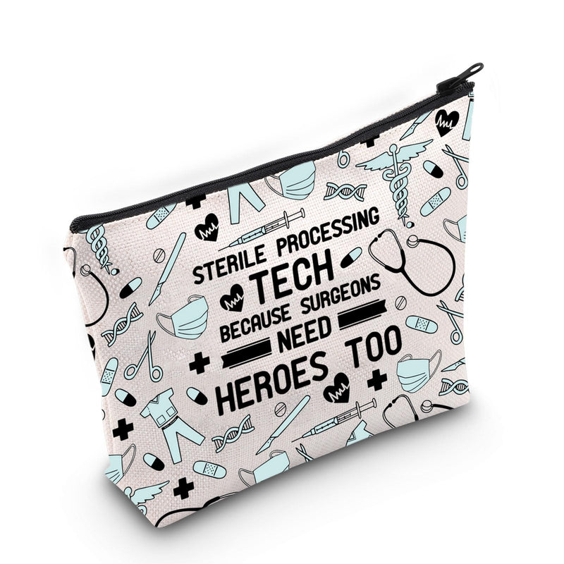 [Australia - AusPower] - POFULL Sterile Processing Tech Gift Sterile Processing Tech Because Surgeons Need Heroes Too Cosmetic Bag Surgical Tech Gift Sterile Processing Tech Cosmetic Bag 