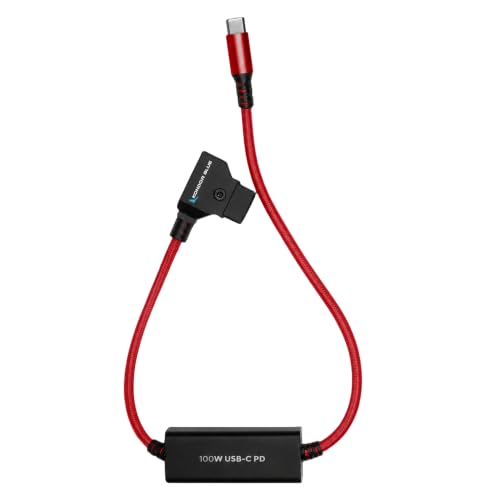KONDOR BLUE | 16 Inch D-Tap to USB-C PD Power Delivery Cable, 2-Way |100W Fast Charge, 5V 9V 12V PD, Smart D-Tap Reverse Polarity Protection for Mirrorless Cameras and Camera Rigs | Red
