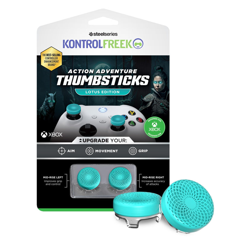 [Australia - AusPower] - KontrolFreek Lotus for Xbox One and Xbox Series X Controller | Performance Thumbsticks | 2 Mid-Rise Concave | Teal/Clear 