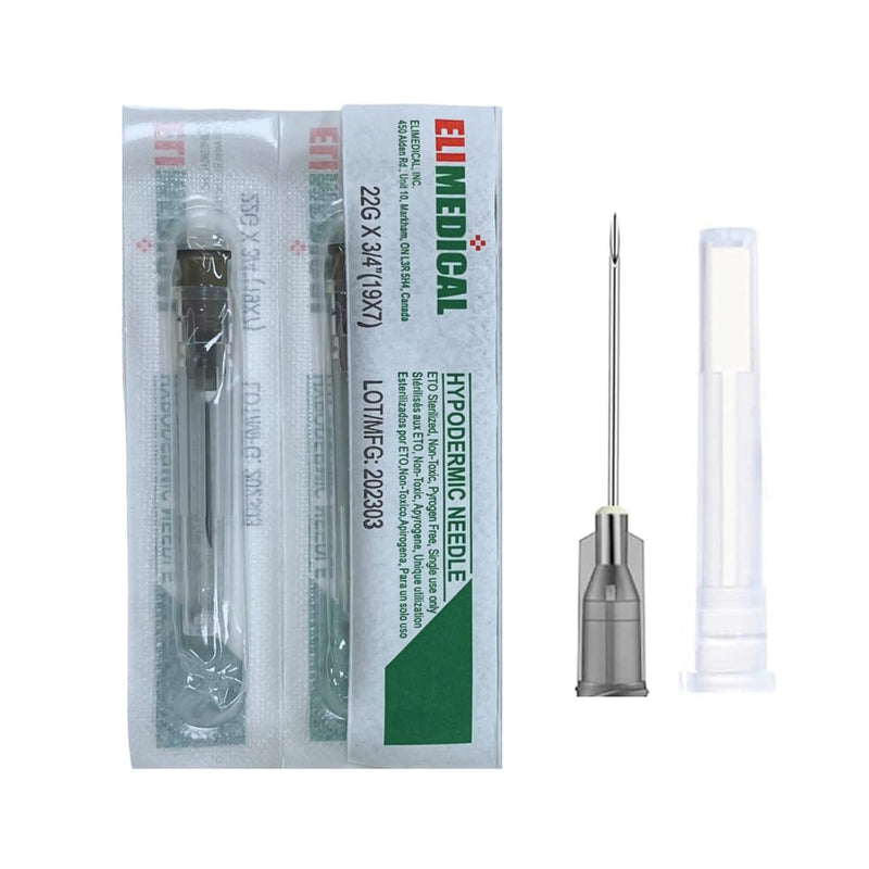 [Australia - AusPower] - Veterinary Hypodermic Needle, Poly Hub 22G x 3/4 inch, 100 per Box, Individually Packed, NDL2219 