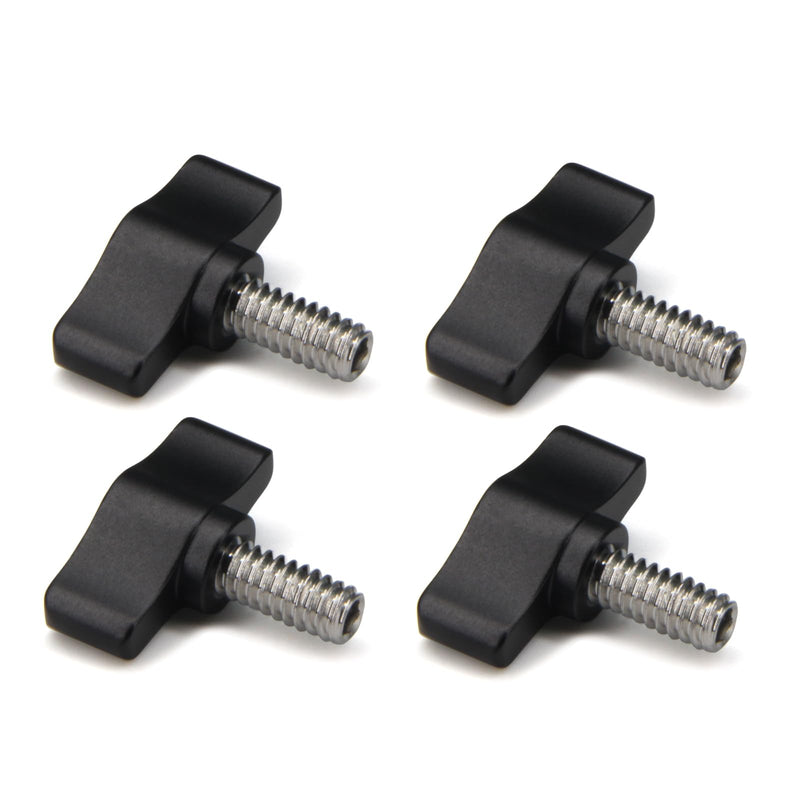 [Australia - AusPower] - 4pcs 1/4"-20 x 1/2" Thumb Screw Stainless Steel Standard/Coarse Thread Black Aluminum Knob 1/2" 