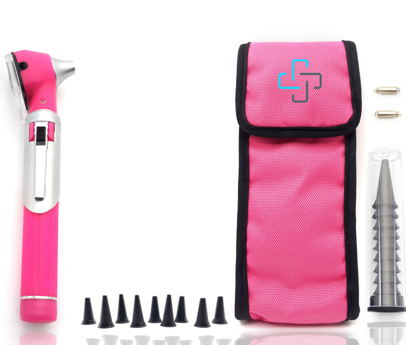 [Australia - AusPower] - Radiance Otoscope - Ear Scope with LED Light and Speculum for Ear Examination and Diagnosis - Ideal for Professional use - Lifetime Warranty - Pink 