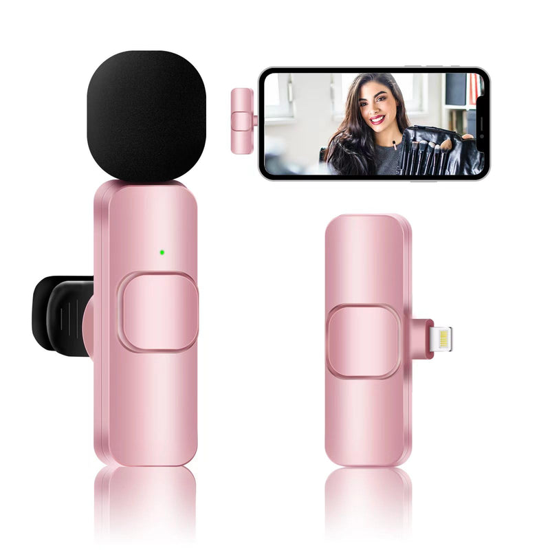 [Australia - AusPower] - LAGIZOEC Pink Wireless Lavalier Microphone for iPhone iPad, Cordless Omnidirectional Condenser Recording Microphones, Professional Plug-Play Mini Mic for Interview Video Podcast Vlog YouTube 