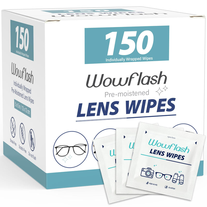 [Australia - AusPower] - 150 Count Lens Wipes for Eyeglasses, Eyeglass Lens Cleaning Wipes Pre-moistened Individually Wrapped Sracth-Free Streak-Free Eye Glasses Cleaner Wipes for Sunglass, Camera Lens, Goggles 150 Count 