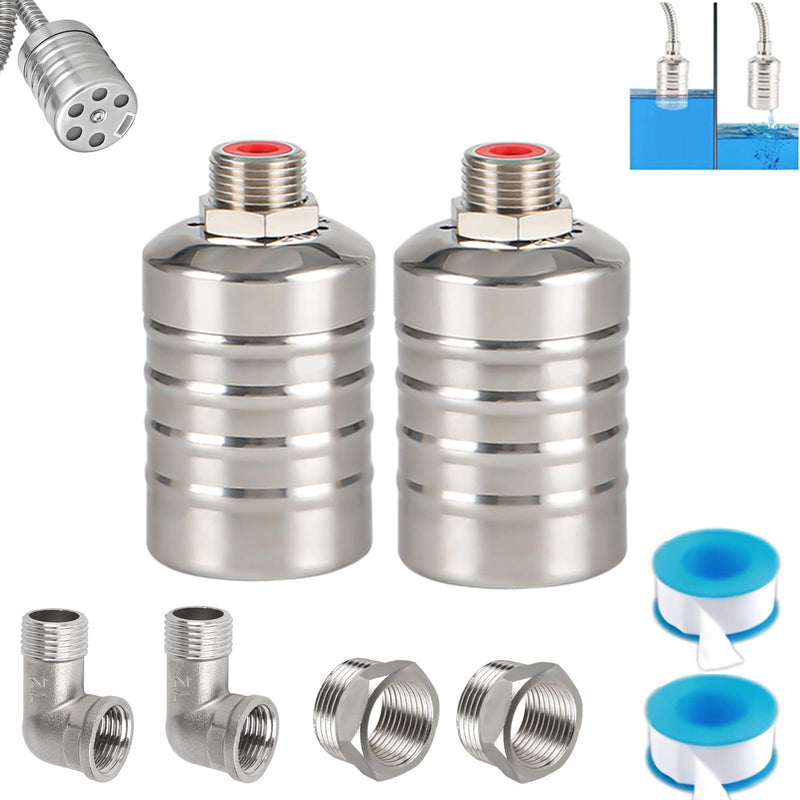 [Australia - AusPower] - Float Valve, 2 Pack 1/2" 3/4'' Auto Fill Shut off Water Tank Float Valve, 304 Stainless Steel Fully Automatic Water Level Control Valve, Float Valve for Water Tank(2 pcs) 2 pcs 