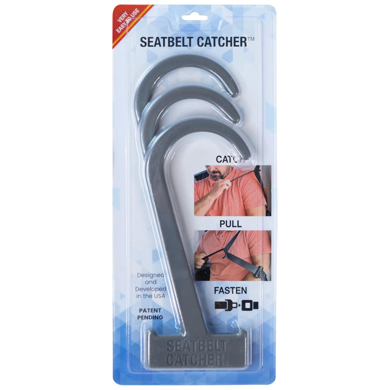 [Australia - AusPower] - Seatbelt Catcher - 3 Pack Grabber and Seat Belt Aid for Elderly and People with Disabilities - Seat Belt Extender - Twisting or Reaching Perfect Aid for Back, Shoulder, Elbow Injuries (Gray) Gray 