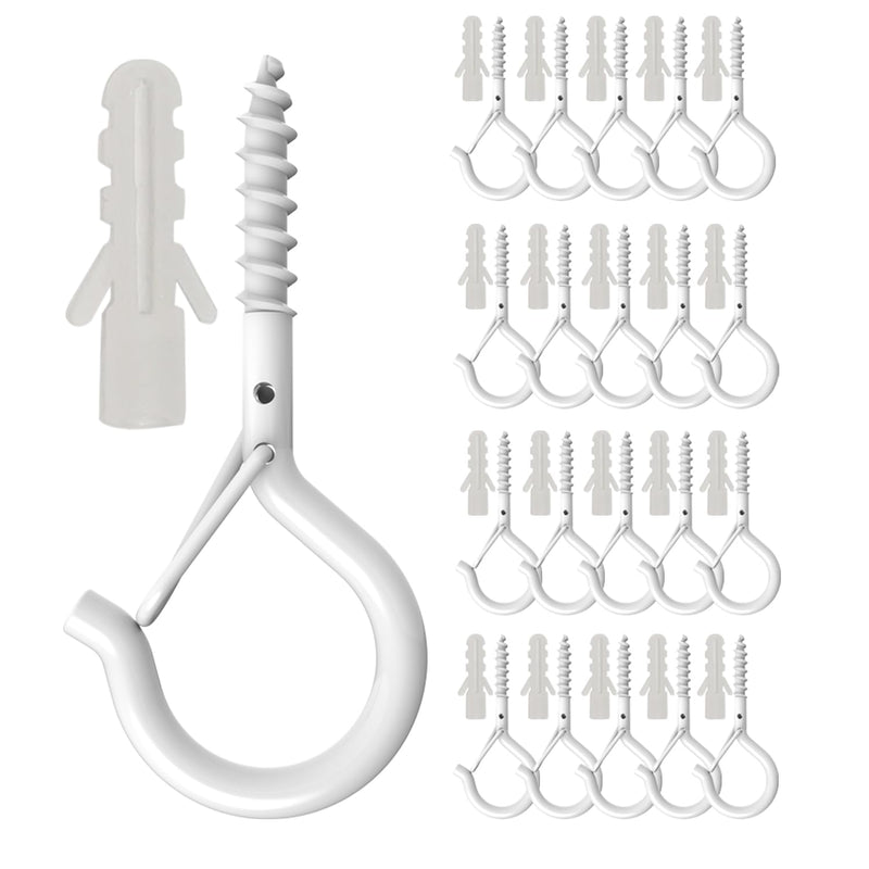 [Australia - AusPower] - 20 Pack Q-Hanger Hooks for String Lights,Ceiling Hooks for Hanging Plants,Screw Hooks for Wind Chimes,Bird Feeder,Lanterns,Christmas Decorations Outdoor String Lights Hooks?2.2" White? Q HOOKS?WHT/ 2“/ 20PACK) 