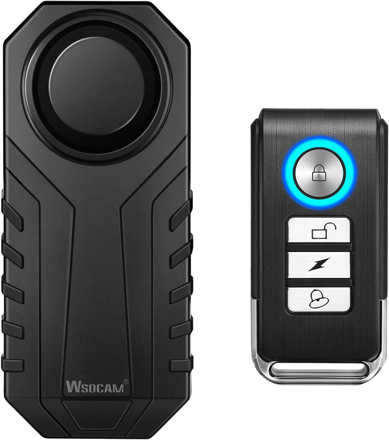 [Australia - AusPower] - WSDCAM 113dB Loud Anti Theft Vibration Sensor Alarm Systems for Electric Bike Motorcycle Golf Car Trailer Mailbox Garage Door Waterproof Home Security Bike Accessories Bike Alarm with Remote 1 pack 