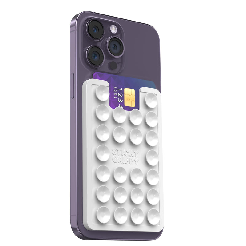 [Australia - AusPower] - Suction Phone Card Holder Mount, Phone Wallet, Silicon Adhesive Phone Accessory for iPhone and Android, Hands-Free Mirror Shower Phone Holder, TikTok Videos and Selfies (White) White 